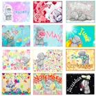 Полноразмернаякруглая Алмазная картина сделай сам, 12 месяцев, мультяшный медведь, алмазная вышивка стразы, украшение детской комнаты, дома LWC