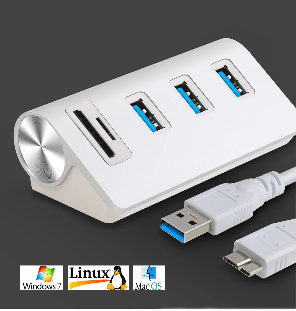 Rocketek USB HUB высокая Скорость Алюминий 3 Порты и разъёмы ЗАО хабы USB 3.0/Power interfac с TF SD Card Reader для iMac ноутбук MacBook Air
