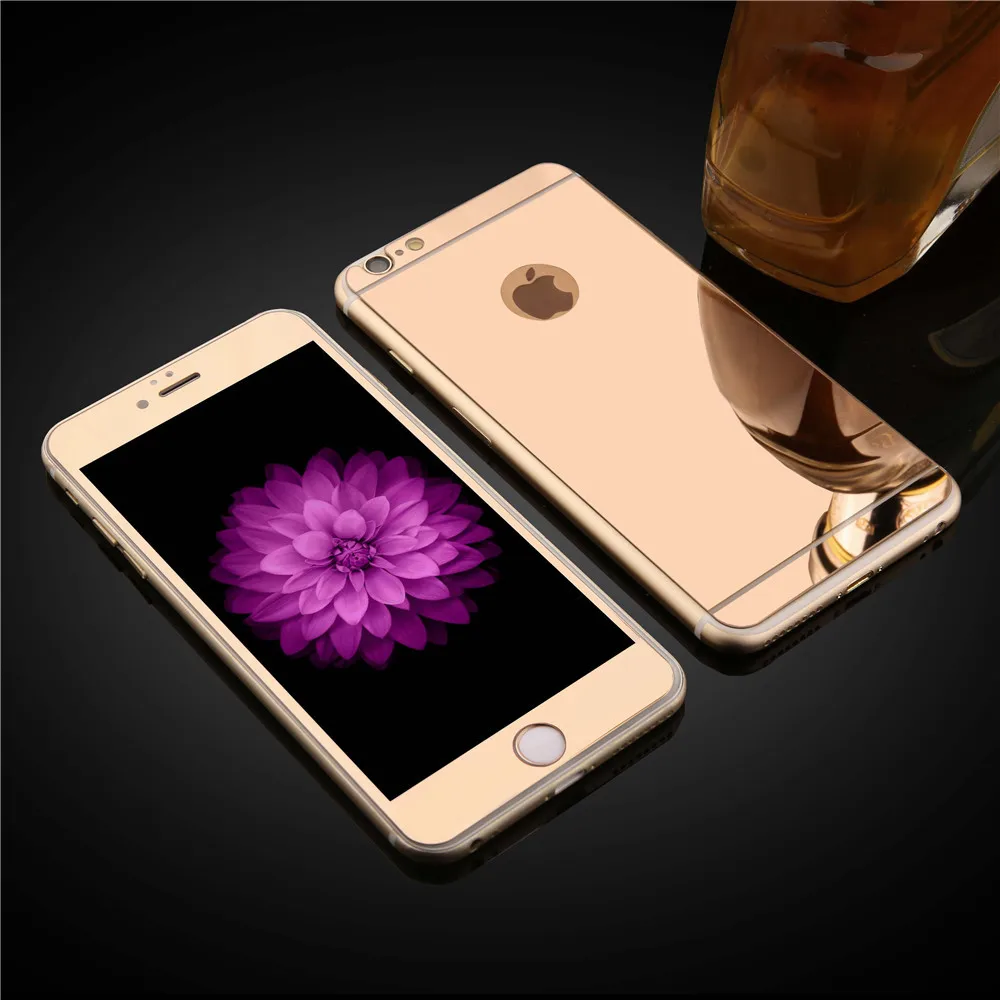 2 шт./лот спереди+ крышка Закаленное Стекло для iPhone 5 5S 6 6S Plus полное покрытие Экран протектор цветная Защитная пленка с зеркальным эффектом