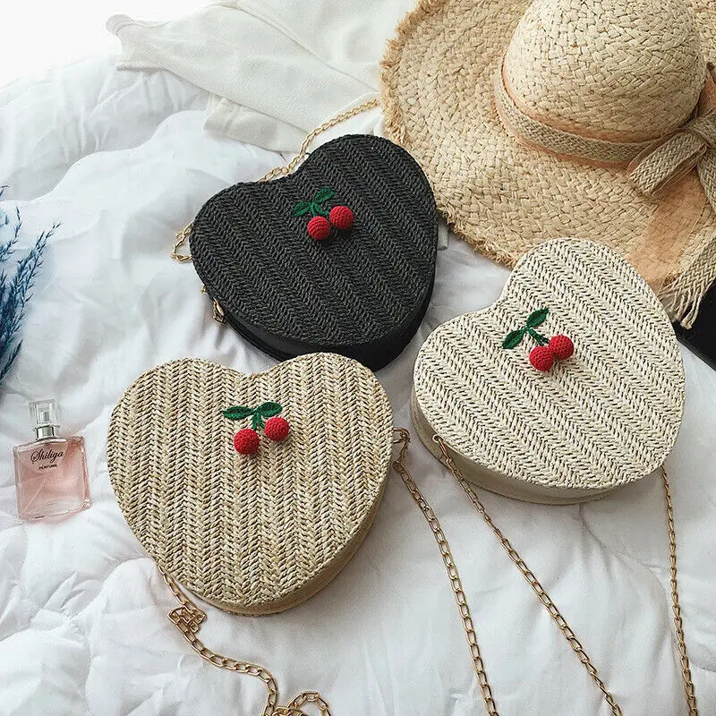 Модная женская Соломенная Сумка Пляжная плетеная через плечо из ротанга |