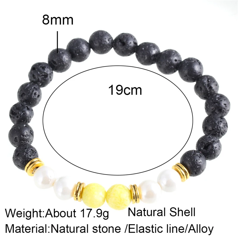 8 шт./компл. круглые браслеты из лавы для женщин и мужчин винтажные натурального