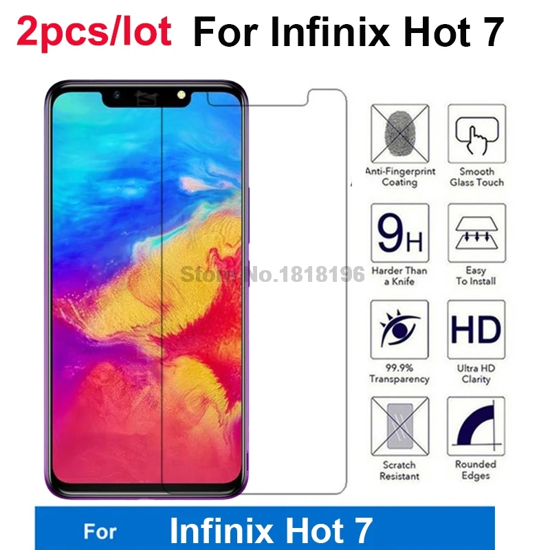 2 шт. закаленное стекло для Infinix Hot 7 защита экрана закаленная Защитная пленка