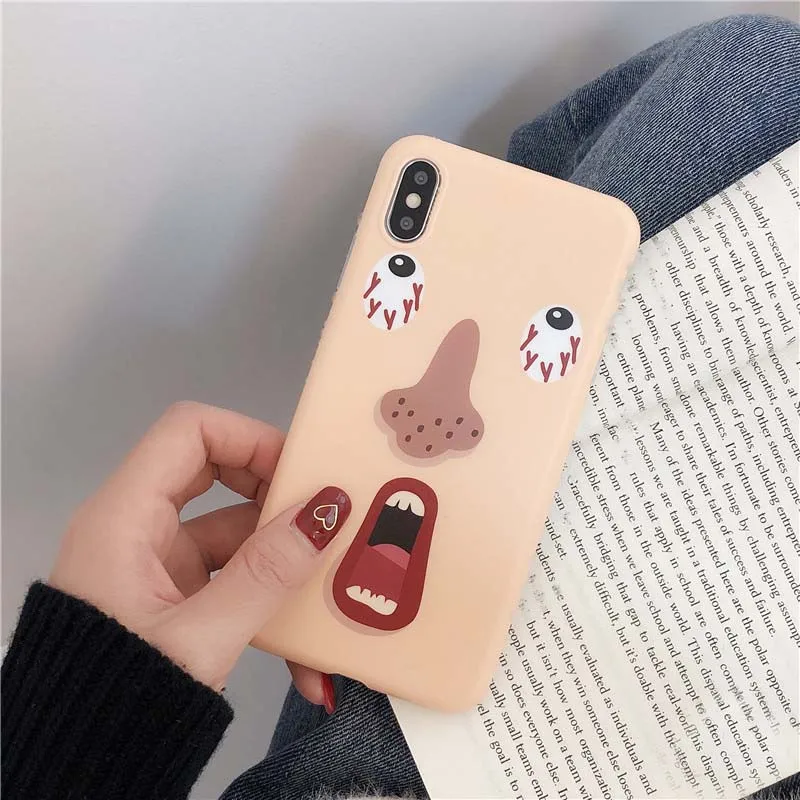 JIBAN Funny Cartoon Expression Phone Cases for 6 6s 6plus 7 8plus Soft TPU Capa Iphone X XS MAX XR Back Cover Fundas |