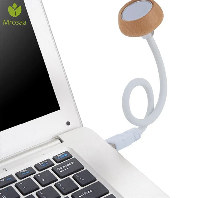 Mrosaa 1 Вт Гибкая USB деревянная Светодиодная лампа для чтения ночник настольная