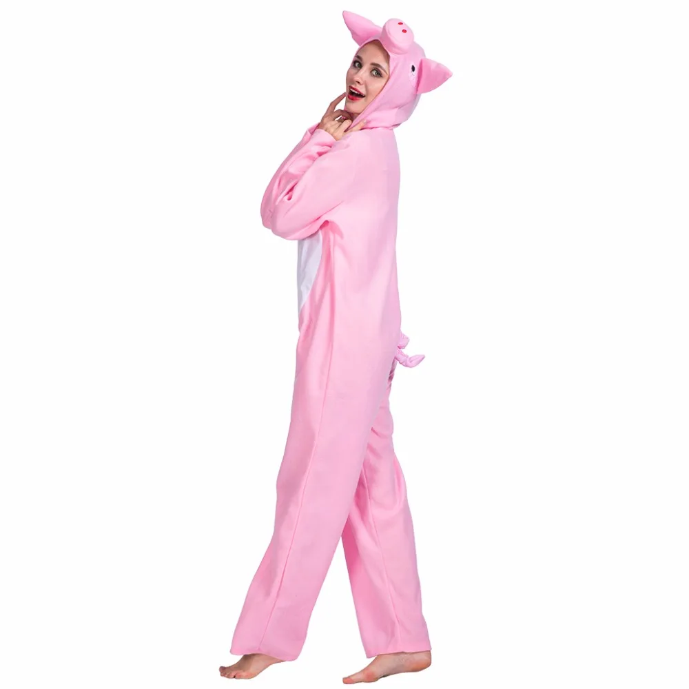 Милый комбинезон-комбинезон со зверями для взрослых розовый свинья унисекс