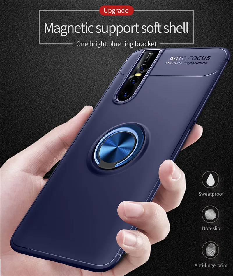 Armor Case For Vivo V15 Pro X27 Car Holder Magnetic Finger Ring Shell Soft TPU Silicone Rubber IQ00 Shockproof Cover | Мобильные