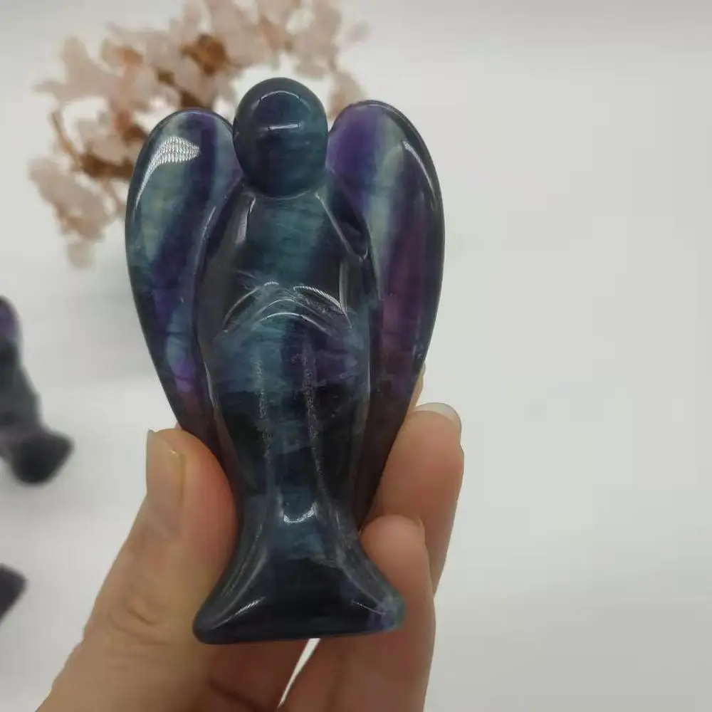 

3 inches Angels Natural Quartz Crystal Angel Figurines Decorate Rainbow Fluorite angel As gifts
