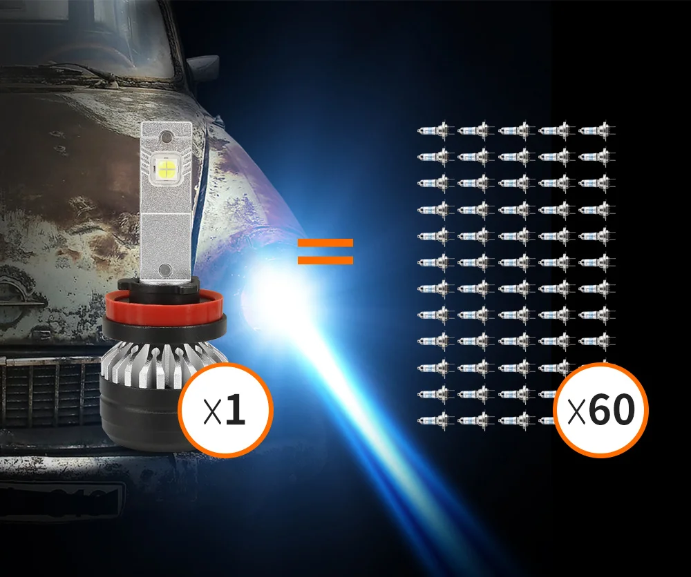 DC 9-24 V 6000 K 7800lm 55 W полностью металлический корпус h7 светодиодные фары автомобиля супер яркий h1 свет автомобиля h4 led автомобилей туман лампы h11 противотуманные фары