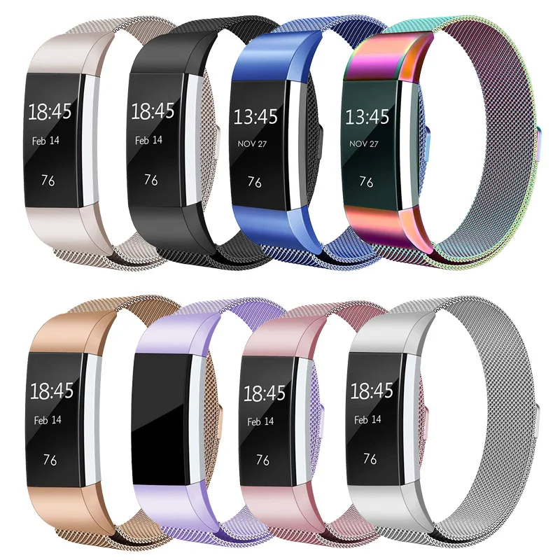 BOX W металлические полосы для Fitbit Charge 2 Миланская нержавеющая сталь металлический