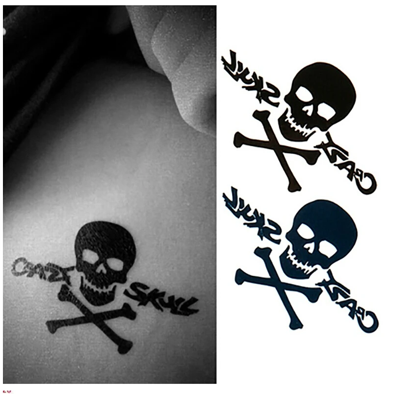 10 шт. прохладный черный череп Водонепроницаемый Временные татуировки Стикеры