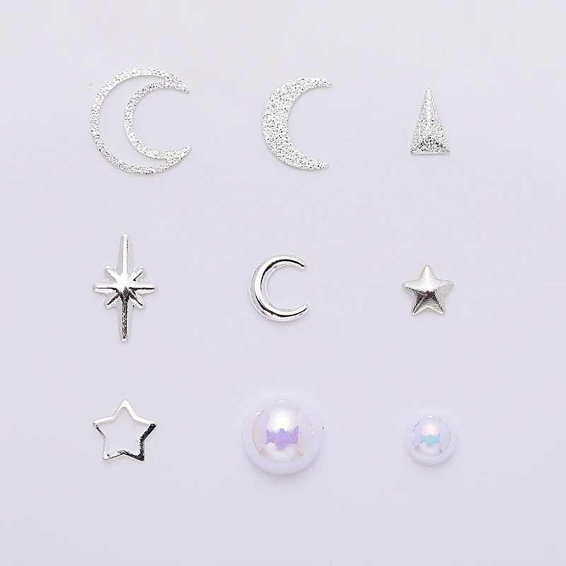 3D украшения для дизайна ногтей многоразовые Заклепки Шпильки Серебряная Звезда