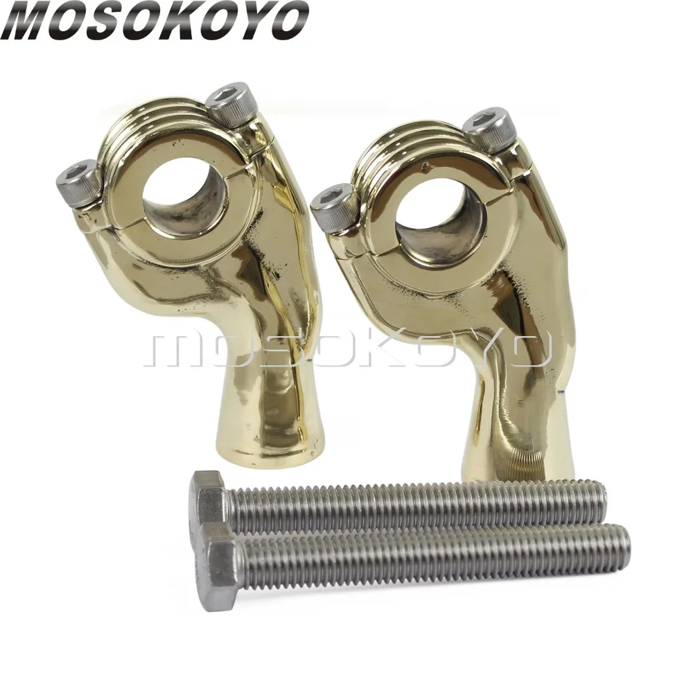 

Billet Brass 1" & 7/8" Handlebar Riser Bend Offset Bar Mount Clamp for Harley Chopper Cafe Racer Bobber Sportster