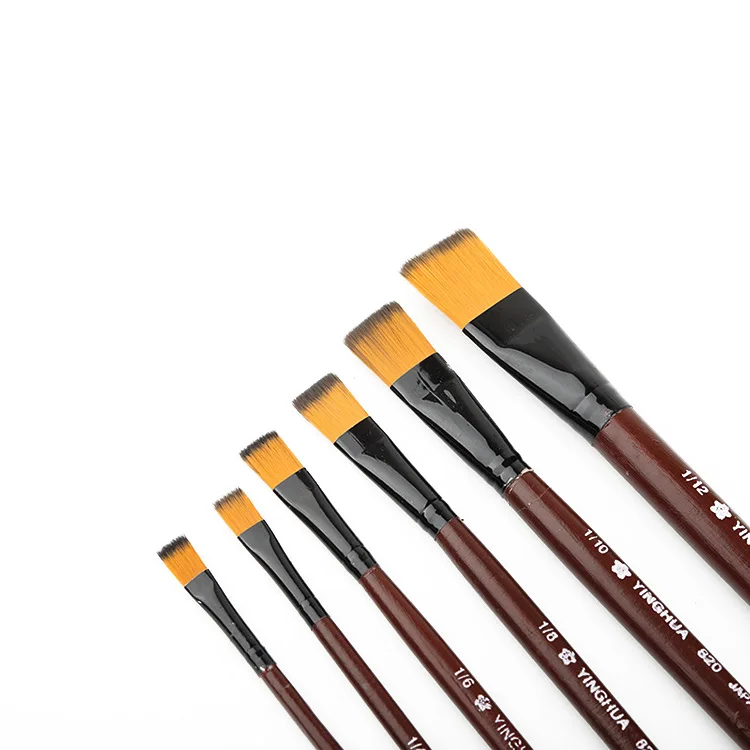 6Pcs High Quality Artist Nylon Hair Wooden Handle Watercolor Acrylic Oil Paint Brush Set For Drawing Painting Art Supplies | Канцтовары