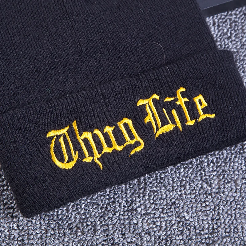 & THUG LIFE Женская Мужская зимняя вязаная шерстяная шапка унисекс шапочки в стиле