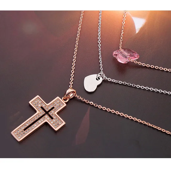 Многослойное женское ожерелье с искусственными кристаллами Сваровски |