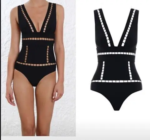 Новинка роскошный хит сексуальный глубокий v образный вырез черный с вырезами