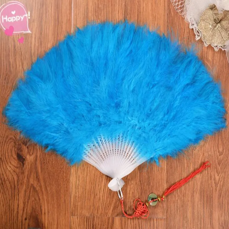 sky blue Красивый высококачественный пушистый веер с перьями танцевальная сцена шоу реквизит Свадебная вечеринка 1 шт. гусиное перо украшение в форме веера - Цвет: sky blue