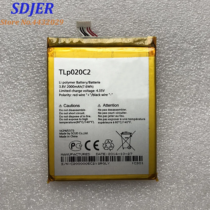 Оригинальный аккумулятор TLP020C1 TLP020C2 2000 мАч для смартфона Alcatel Idol x1s 6034R S950 x 6037y 6040x6032
