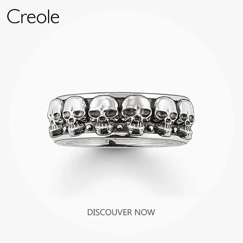 The Band Ring Rock ’n’ Roll Skulls,2019 Brand New 925 Sterling Silver Rebel Street Fashion Jewelry Expressive Gift For Women