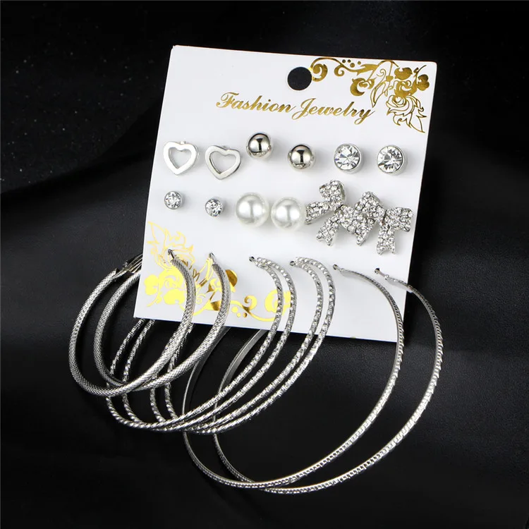 17 км Bijoux геометрический кристалл сердце Серьги-гвоздики для Для женщин Мода Имитация Перл Большие серьги для рождественской вечеринки Свадебные украшения сережки бижутерия серьги серебро серьги с камнями