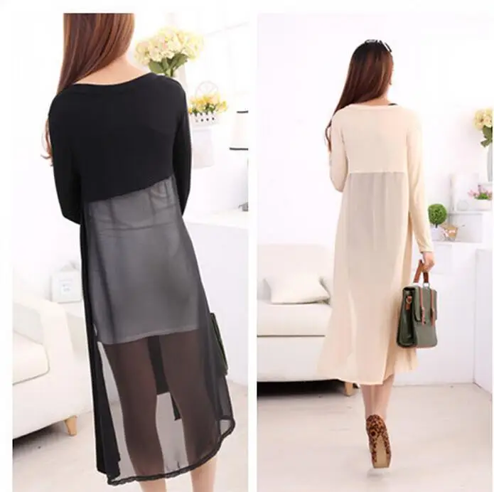 Spring summer blouse new women super long chiffon cardigan Prevent bask in clothes cloak sweater 3 colors Female | Верхняя одежда