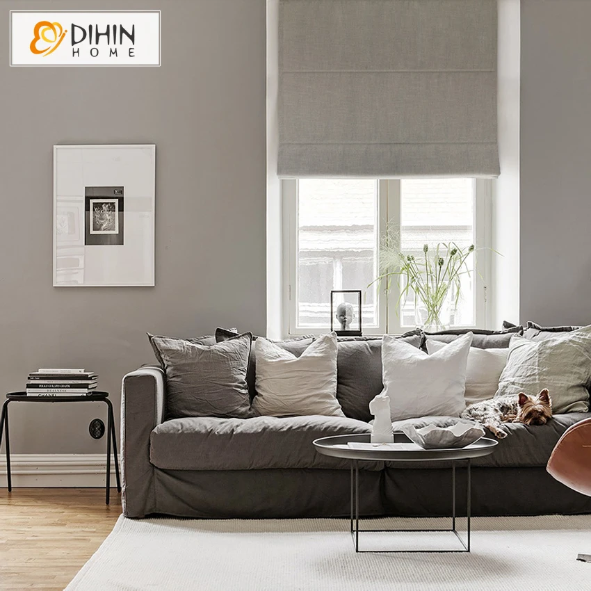 

DIHIN HOME Linen/Cotton Included Curtains New Arrival High Quality Pure Color Roman Shade Blinds Finished Curtains Free Shipping