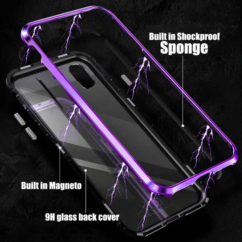 For Samsung Galaxy S9 Plus Magnetic Glass Case Metal Aluminum Frame + Back Cover 9H Hardness Tempered Phone Cases 2018 |