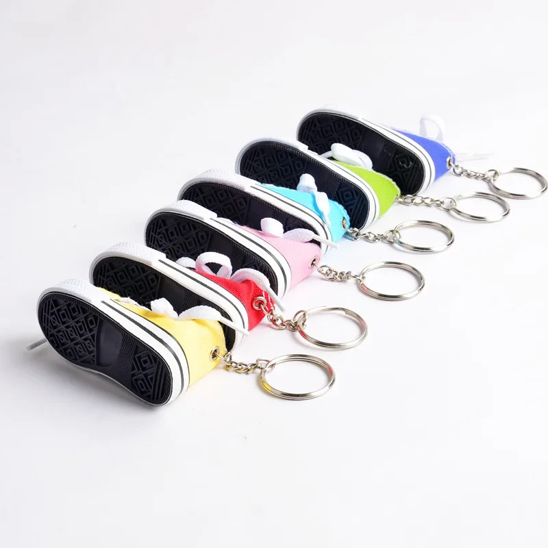 

New Arrival Sport Shoes Keyring Mini 3d Sneaker Canvas Shoes Keychain Tennis Shoe Chucks For Men Jewelry