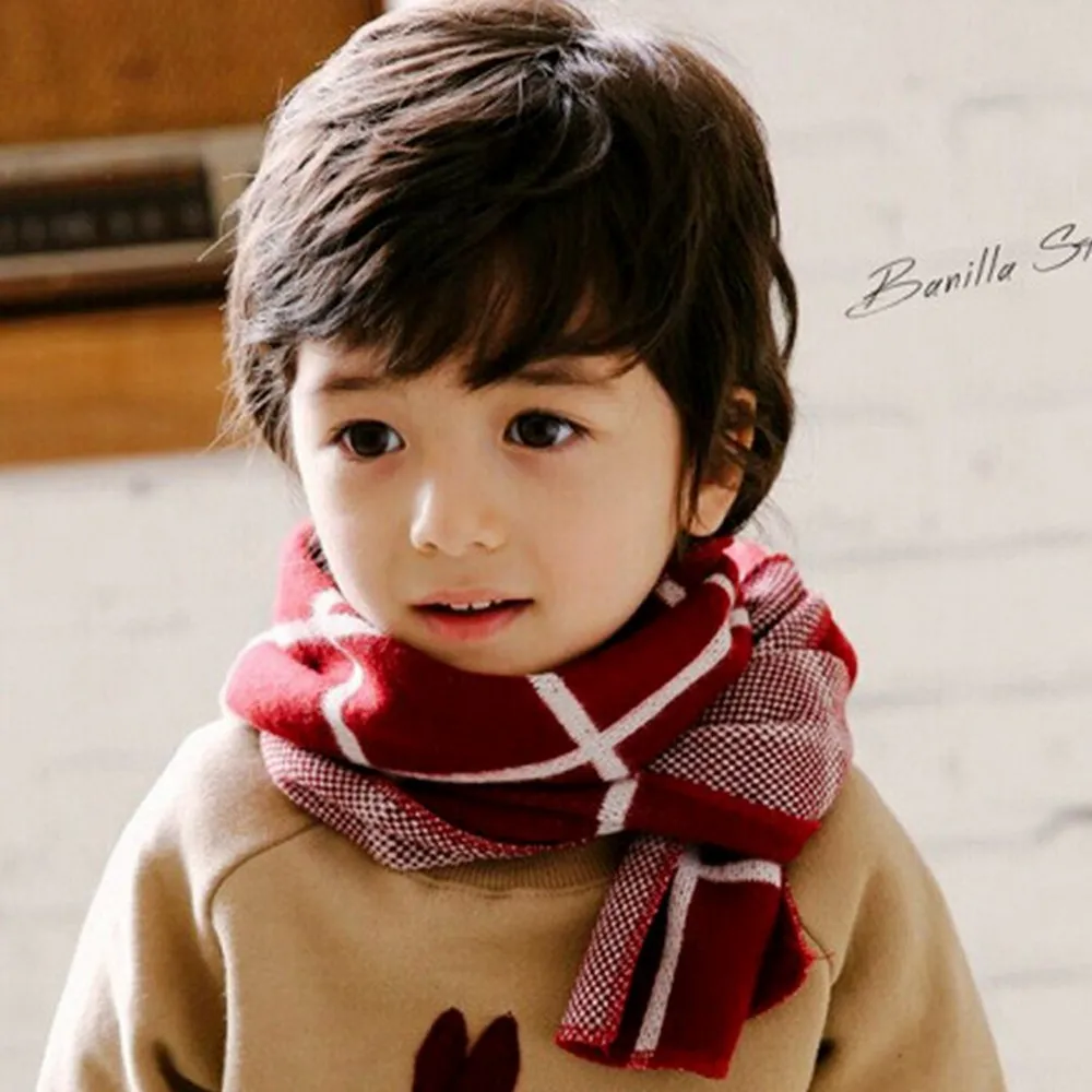 Осенние и зимние модели Мальчик Девочка Корейской версии 2 цветов решетки шарф yp