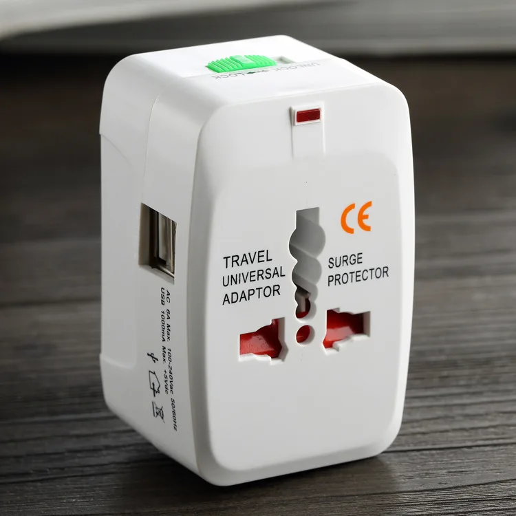1 шт. Универсальный переходник с международной вилкой розетка 2 USB-портами для