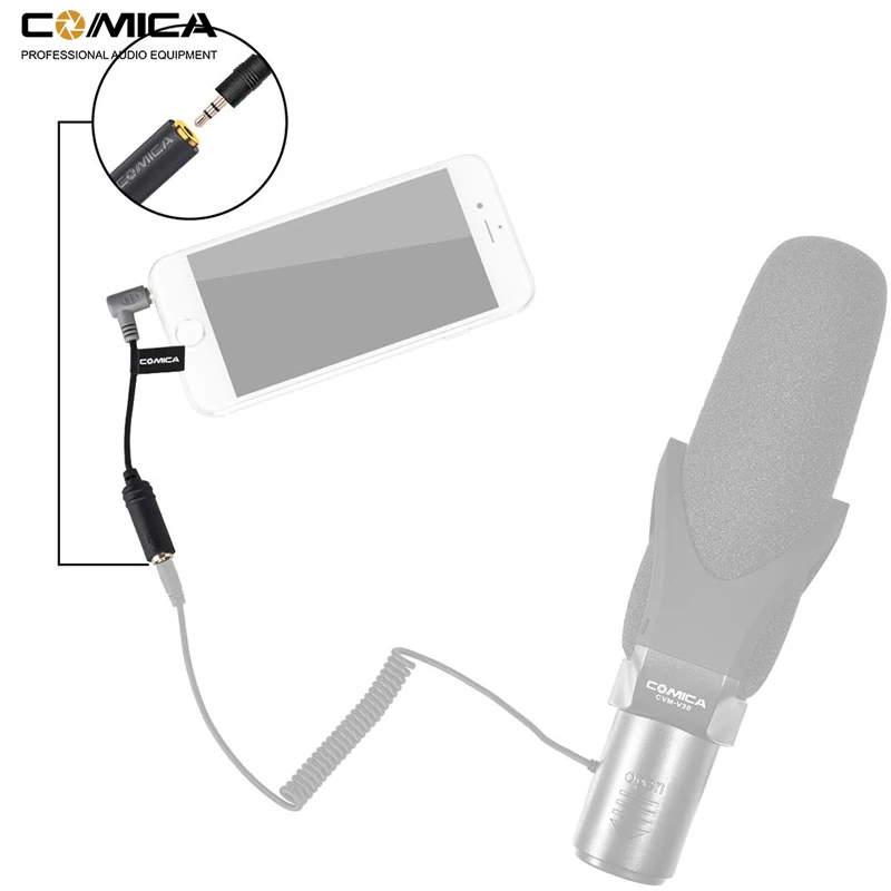 Кабель адаптер Comica для смартфонов iPhone Samsung HTC TRS(Female) TRRS(Male)
