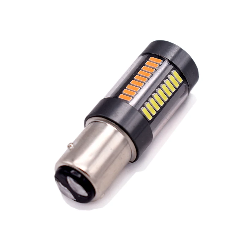 2шт 1157 Янтарный Белый Switchback светодиодный BAY15D 4014 66SMD стоп сигнал лампа с объективом