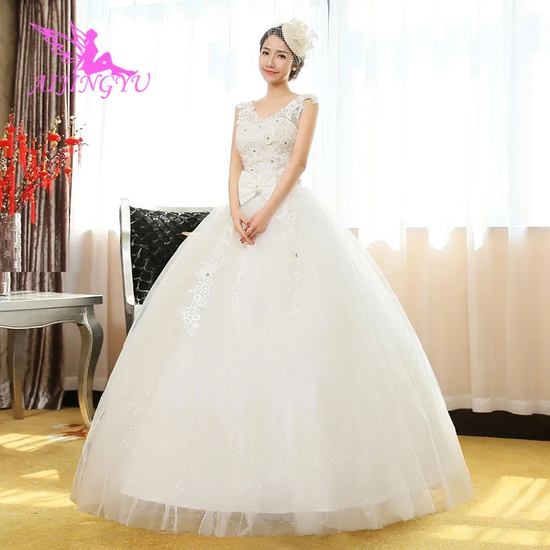 

AIJINGYU 2021 white Customized new hot selling cheap ball gown lace up back formal bride dresses wedding dress WK480