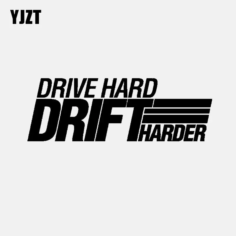 

YJZT 16.5CM*5.7CM Creative DRIVE HARD DRIFT HARDER Vinyl Car Sticker Decal Black Silver C11-1807