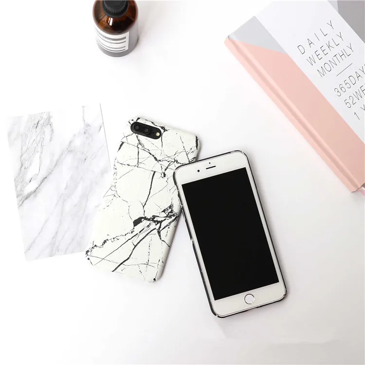 Черный белый мраморный венок чехлы для телефонов iPhone 6 чехол Apple 6S 7 Plus PC жесткие