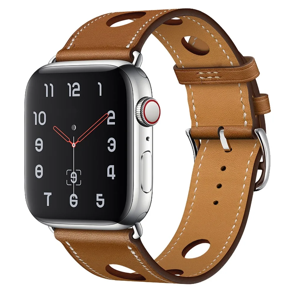 Классический полый кожаный ремешок для Apple Watch 38 мм 42 браслет iWatch 40 44 серии 1 2 3 4 5