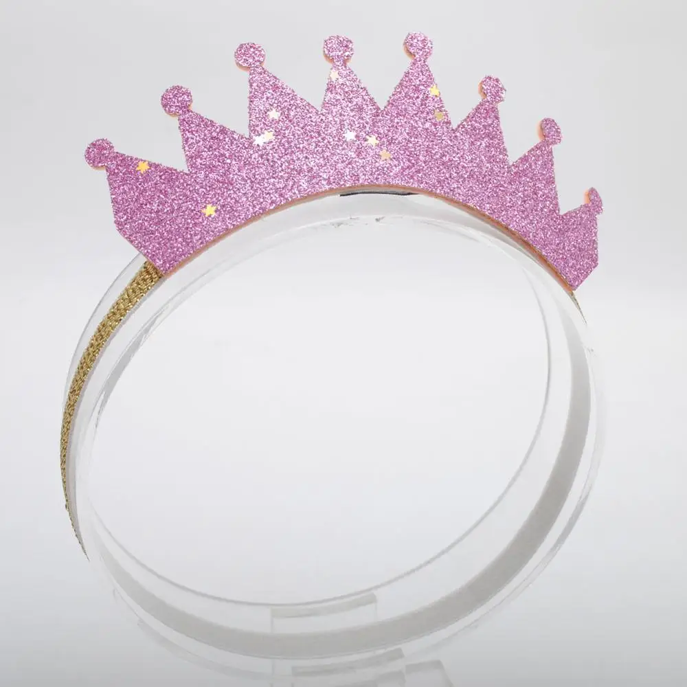 H pink Headbands 1 шт., корона для волос для девочек, повязка на голову, блестящие резинки для волос для девочек, аксессуары для волос, тиара принцессы, головной убор - Цвет: H pink Headbands