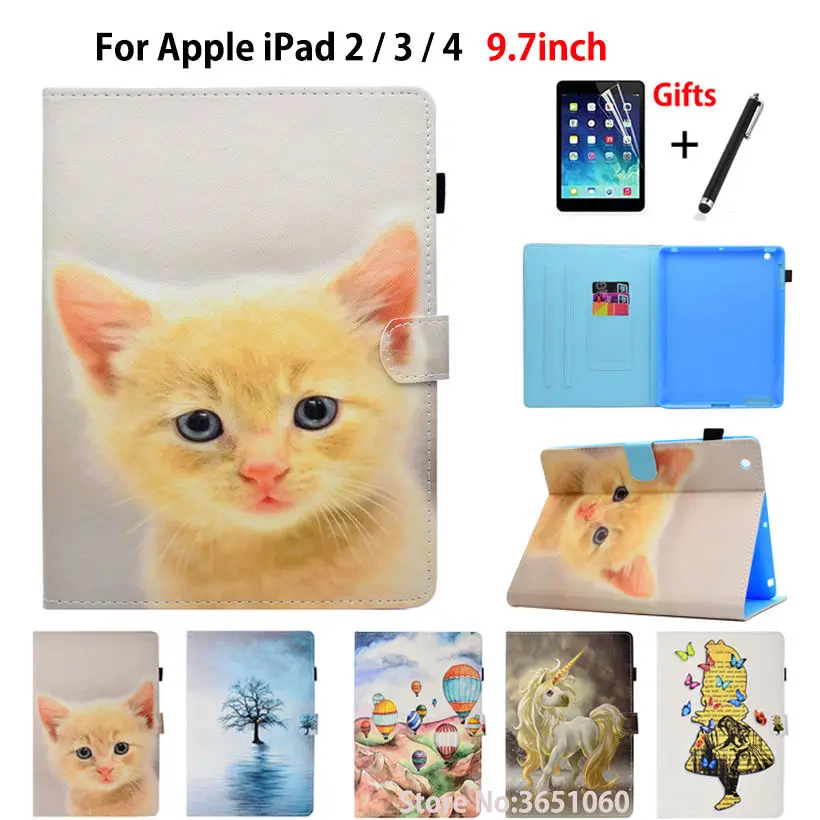 Модный чехол с котом для Apple iPad 2 3 4 умный iPad4 iPad2 планшета из искусственной кожи