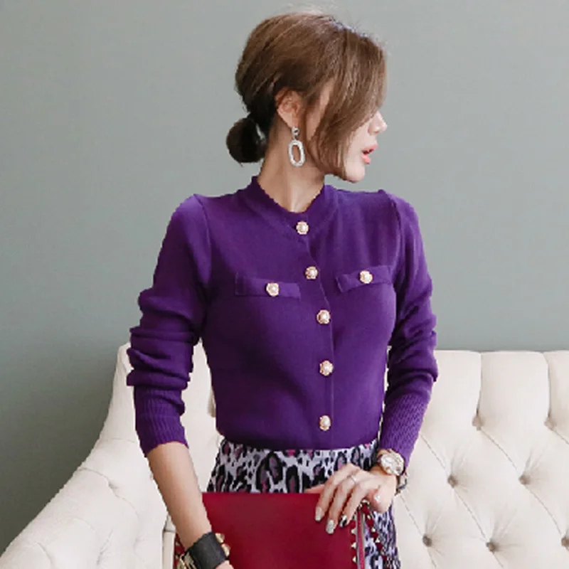 

Elegant O-neck Single Breasted Women Knitted Sweater Cardigans Elegant Female Jumpers jersey mujer invierno Autumn