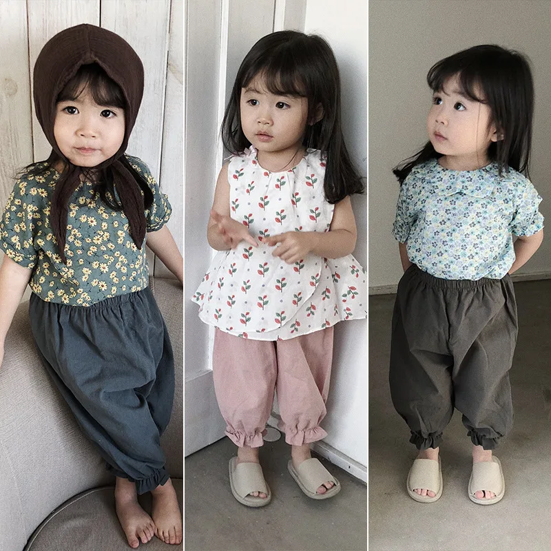 2018 весенние осенние хлопковые Тонкие штаны для маленьких девочек свободные