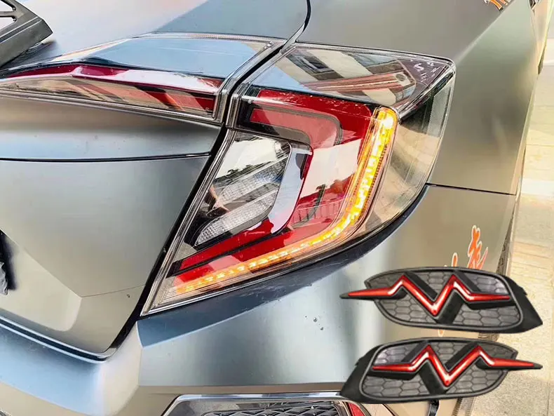 DK Motion дизайн- для Honda Civic 10th СЕДАН задний светильник задний фонарь Поворотная+ реверсивная+ торможение и движущийся сигнал - Цвет: transparent gift