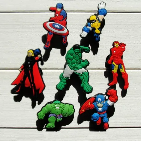 047B 7-11 шт. Marvel Мстители ПВХ мультфильм обувь очаровательные украшения обуви Милая обувь с рисунком в стиле аниме Пряжка подходит croc& браслет подарок для детей - Окраска металла: 047B