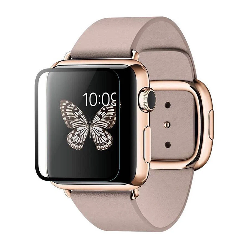 3D полное покрытие закаленное стекло Защита экрана для Apple Watch 38 мм/42 мм Iwatch черный
