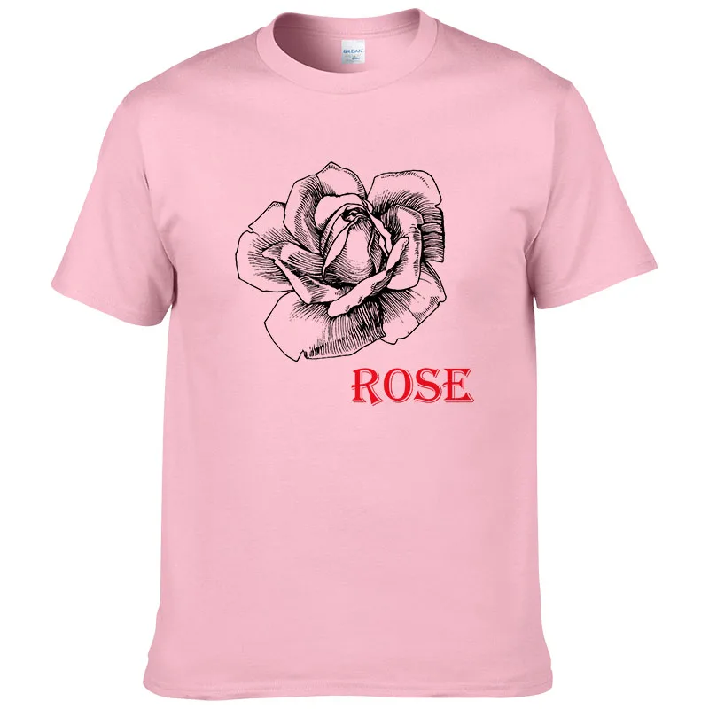 2017 модная летняя футболка с принтом розы мужские хлопковые топы коротким рукавом