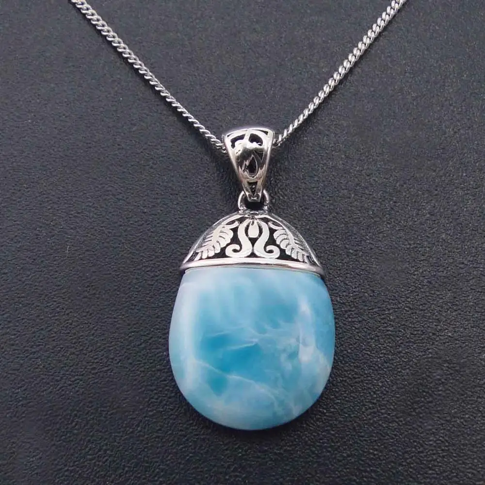 Pendant Высокое качество 925 пробы серебряная подвеска натуральный подвеска larimar без цепи для Для женщин - Цвет камня: Pendant