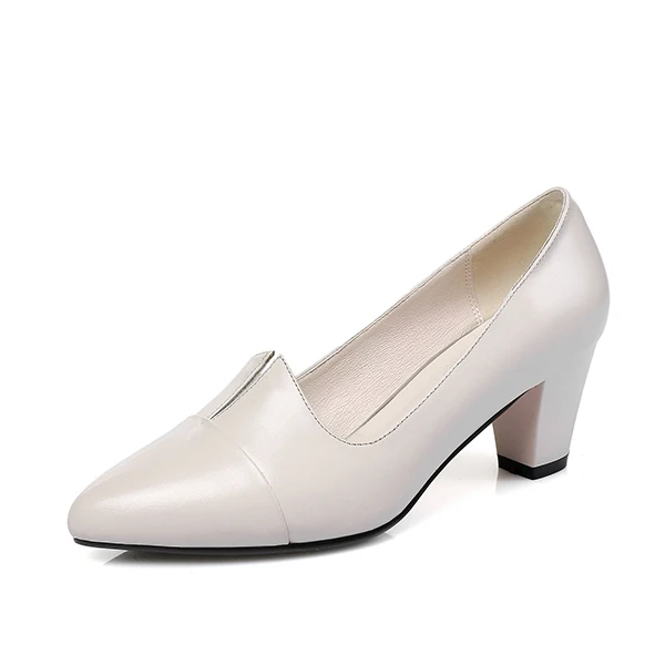 Beige SOPHITINA/Новые пикантные женские туфли-лодочки с острым носком Модные туфли из натуральной кожи без застежки на среднем каблуке повседневные женские туфли-лодочки на квадратном каблуке SO217 - Цвет: Beige