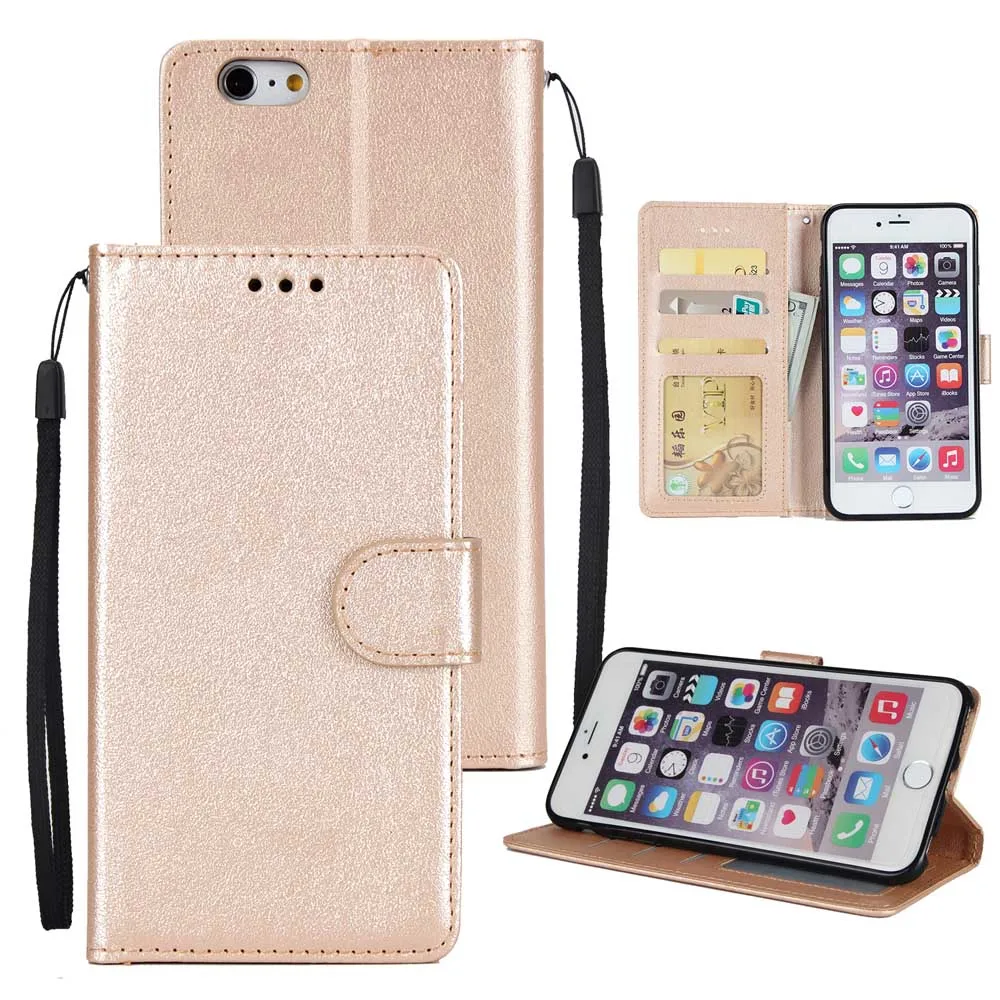 gold Для iPhone 7 6S Plus SE чехол для iPhone 11 Pro PU кожаный чехол-кошелек с подставкой откидная крышка для iPhone X XS XR XS MAX розовое золото - Цвет: gold