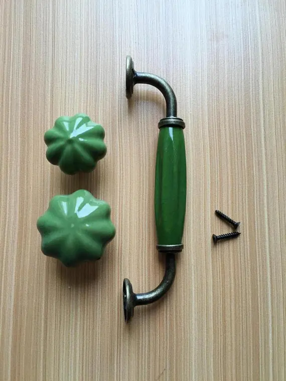 5 0 &quotзеленые керамические ручки для ящика и ручек уникальные дверные шкафа
