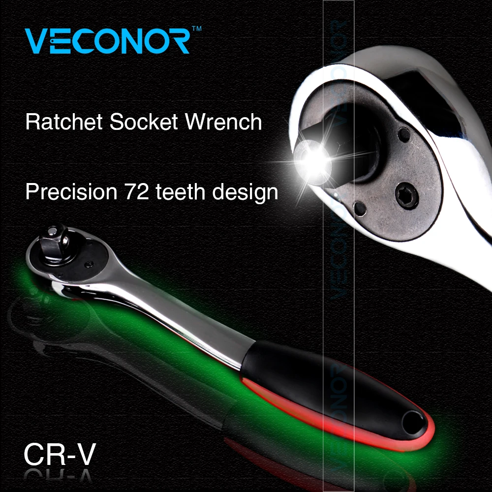 Veconor высокий крутящий момент ключ трещотка для розетки 72teeth Quick Release усилила хром