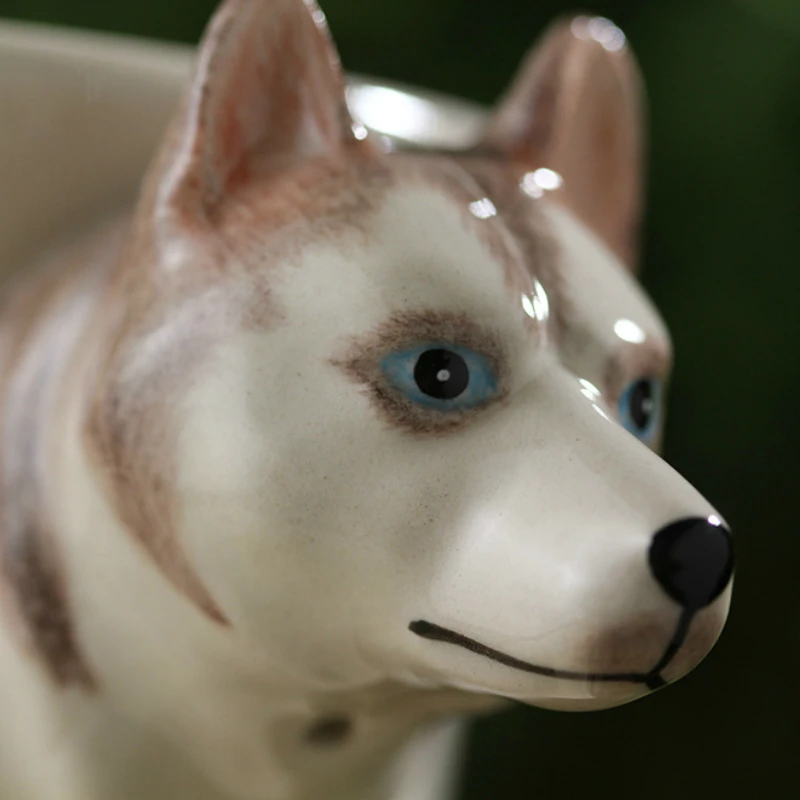 Креативная белая керамическая чашка хаски ручная работа 3D мультяшная с